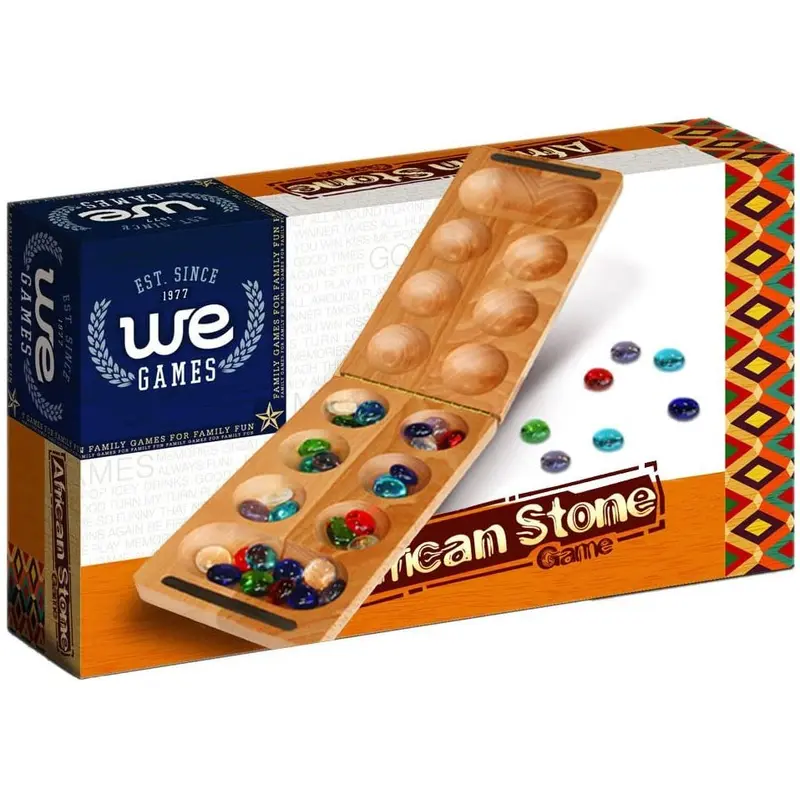 MANCALA, FOLDING 8.5" AFRICAN STONE GAME