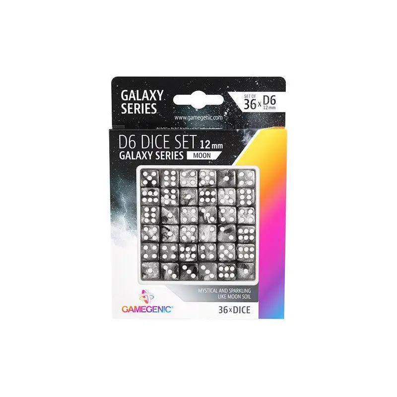Gamegenic Galaxy Series - Moon - D6 Dice Set 12 mm (36 pcs)