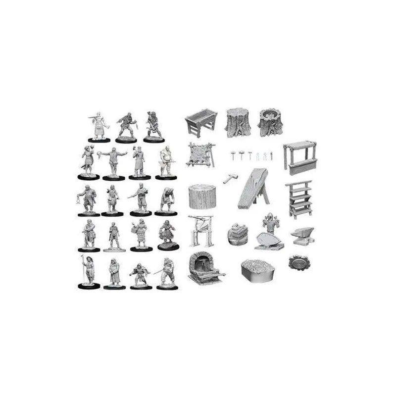 WizKids Deep Cuts Unpainted Miniatures - Townspeople Accessories