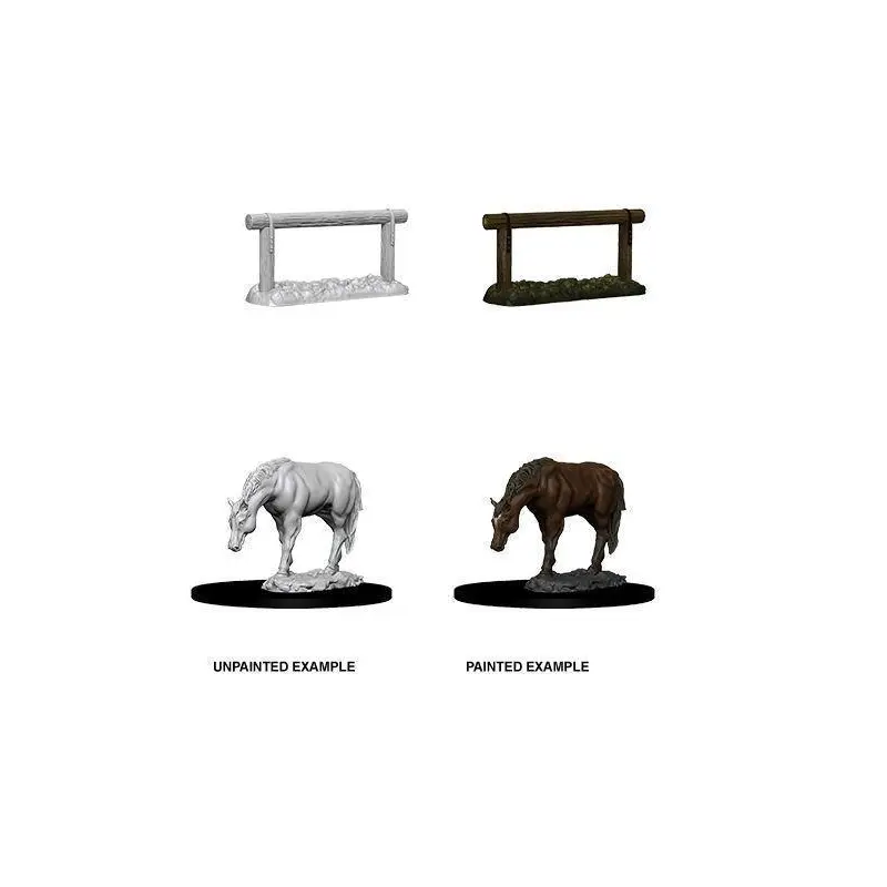 WizKids Deep Cuts Unpainted Miniatures Horse & Hitch