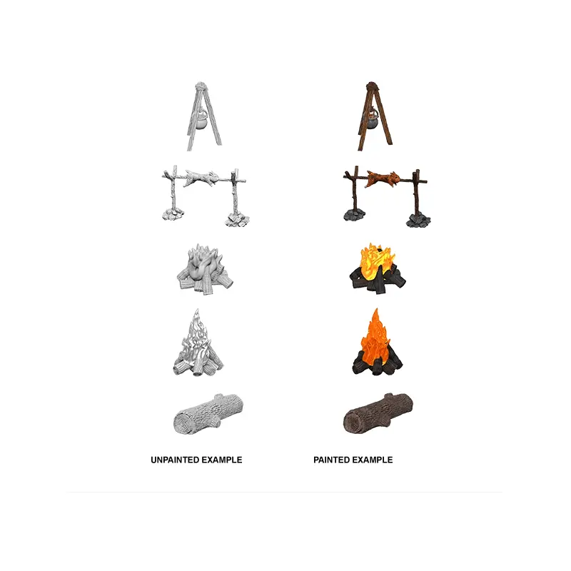WizKids Deep Cuts Unpainted Miniatures Camp Fire & Sitting Log
