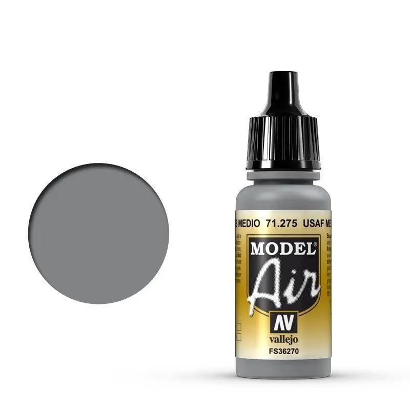Vallejo 71275 Model Air USAF Medium Gray 17 ml Acrylic Airbrush Paint