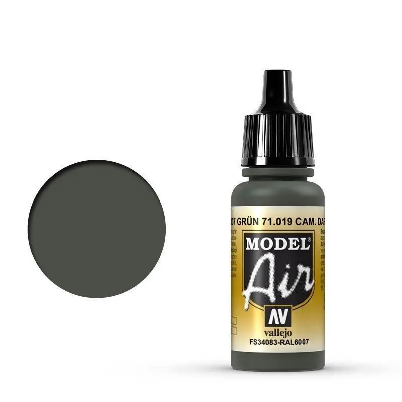 Vallejo 71019 Model Air CamDark Green 17 ml Acrylic Airbrush Paint