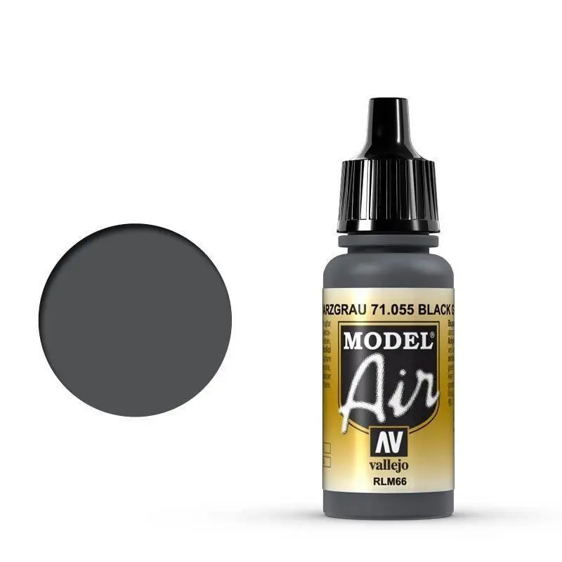 Vallejo 71055 Model Air Black Gray RLM66 17 ml Acrylic Airbrush Paint