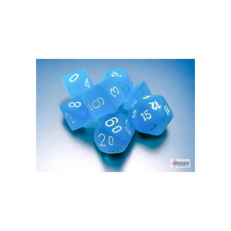 Frosted Caribbean Blue/white (Mini 7-Die RPG Set)