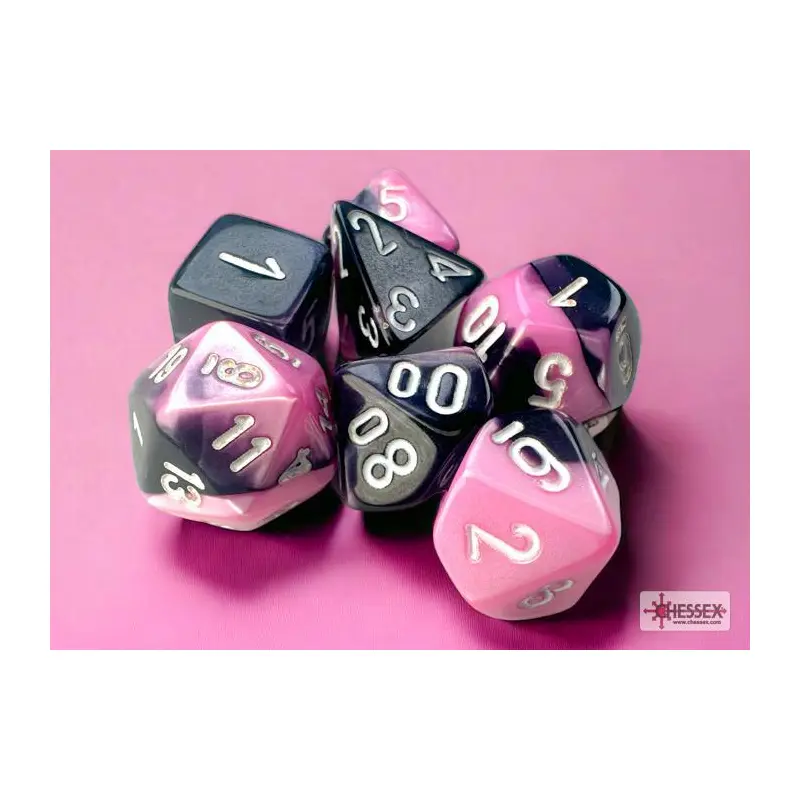 Gemini Black-Pink/white (Mini 7-Die RPG Set)
