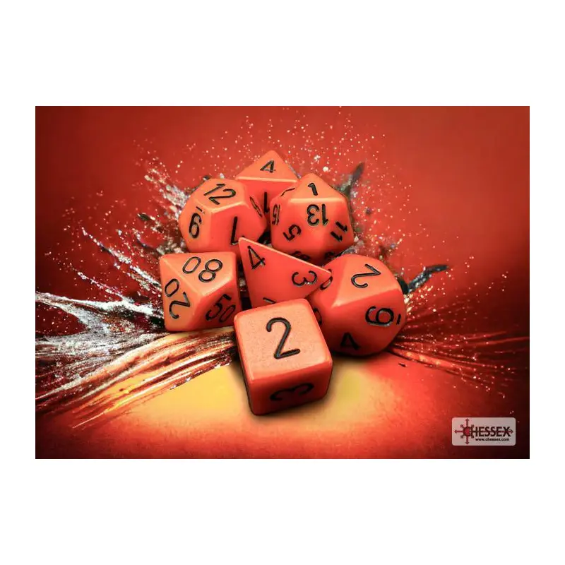 Opaque Orange/black (7-Die RPG Set)