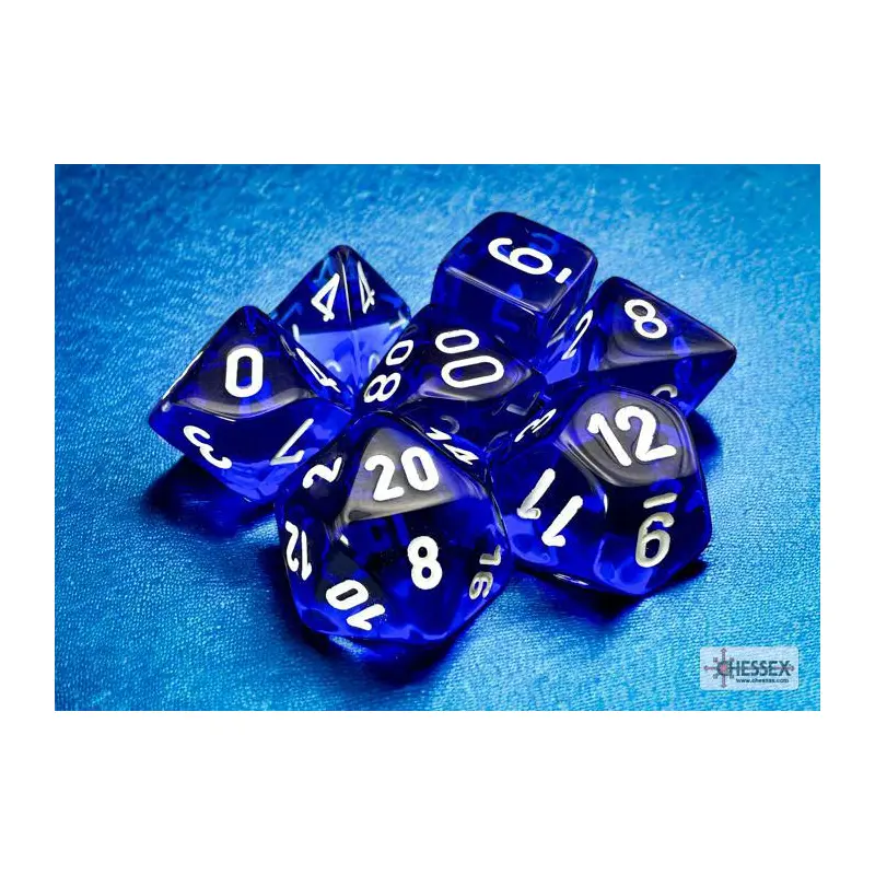 Translucent Blue/white (7-Die RPG Set)