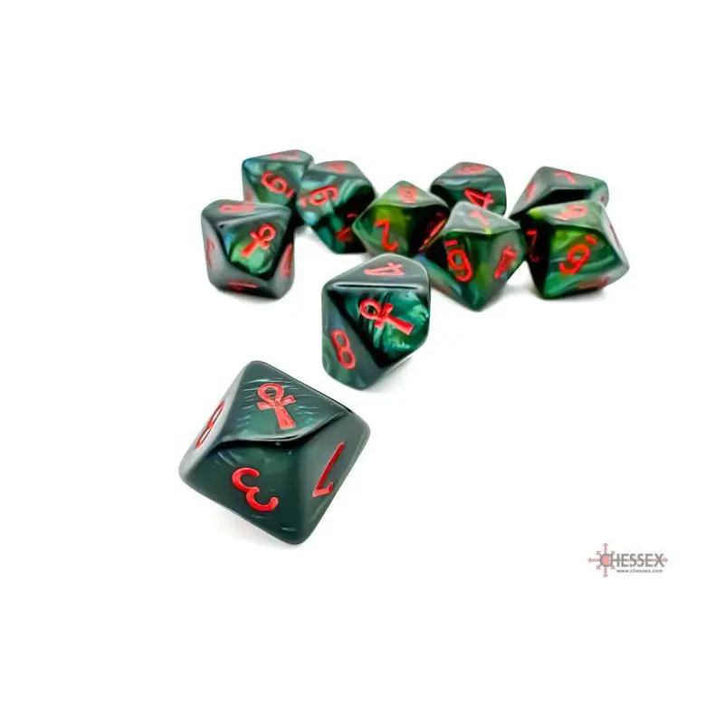 Scarab Jade/red Ankh (10D10 set)