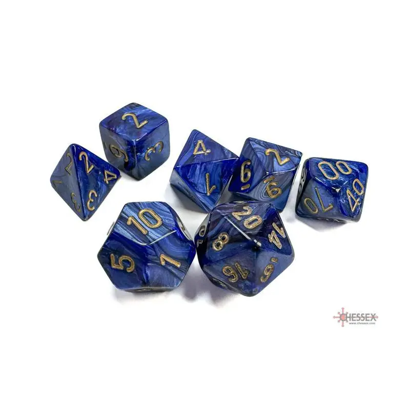 Scarab Royal Blue/gold (7-Die RPG Set)