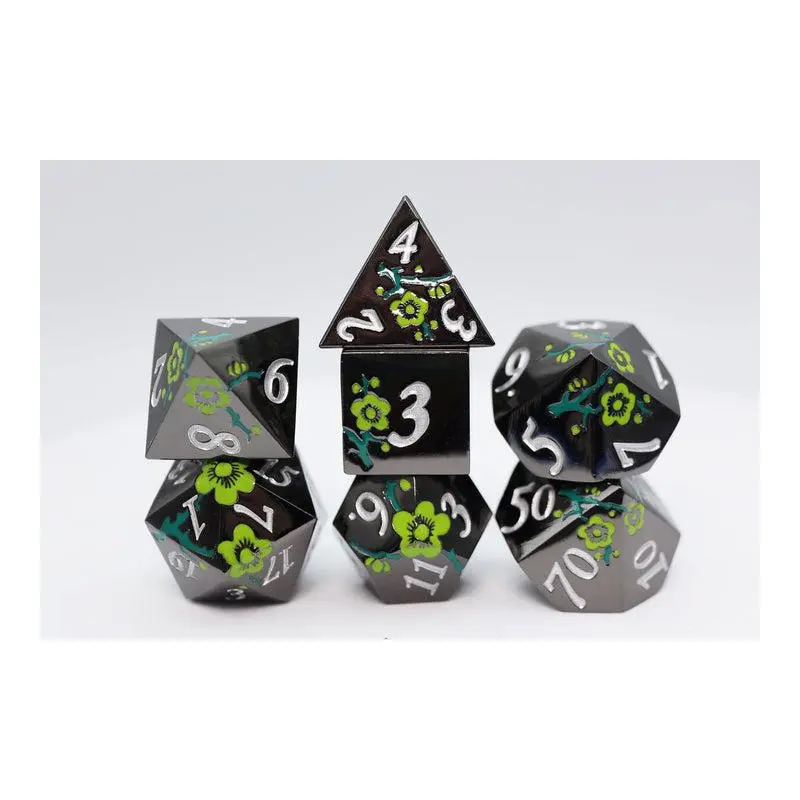 Metallic Bouquet: Black with Green Orchids (Metal 7-Die RPG Set)