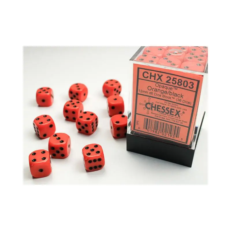 Opaque Orange/black (12mm D6 Dice Set)