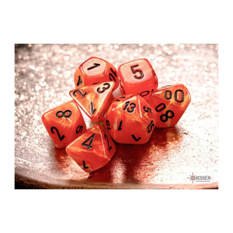 Vortex Bright Orange/black (Mini 7-Die RPG Set)