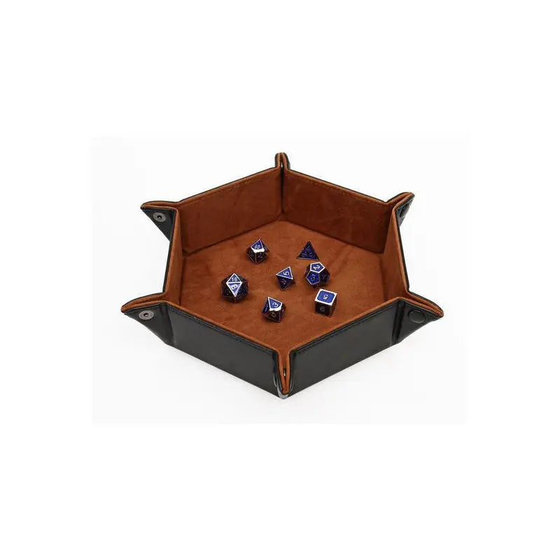Hexagon Folding Snap Dice Tray (Brown)