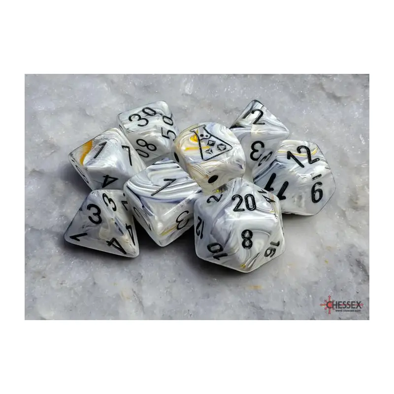 Lab Dice: Marble Calcite/black (8-Die RPG Set)