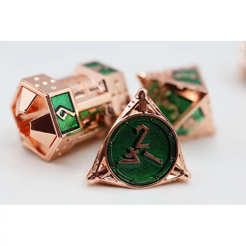 Emerald Meteor Shower Copper-Lit Space (Metal 7-Die RPG Set)