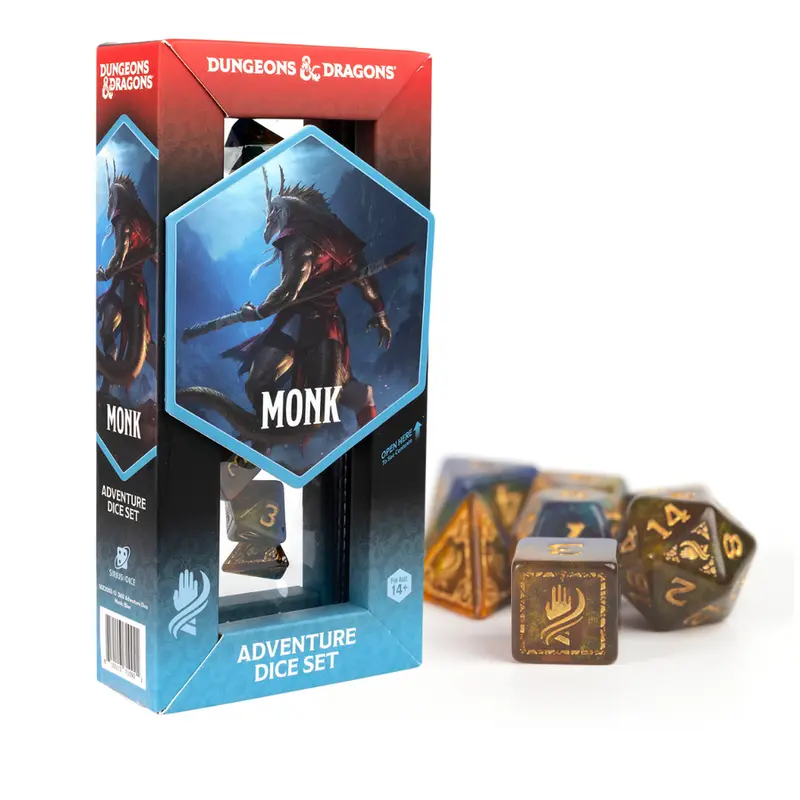 D&D Adventure Dice Set - Monk: Blue/Gold