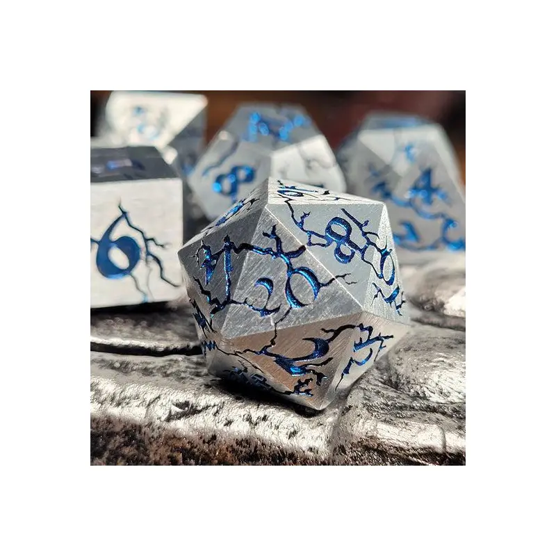 Cracked Brushed Steel w/Blue Foil (Metal 7-Die RPG Set)