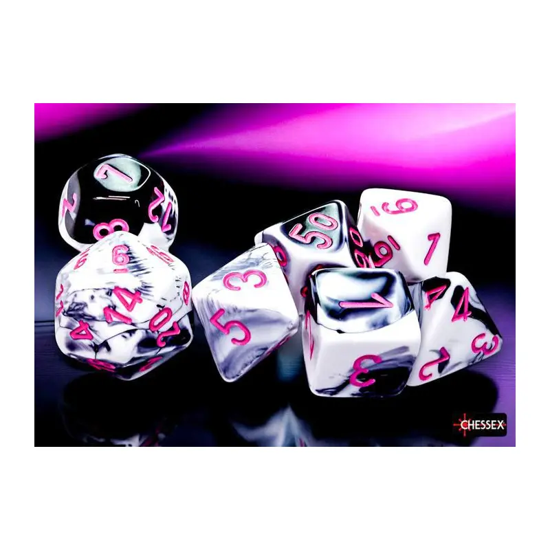 Gemini Black-White/pink (7-Die RPG Set)
