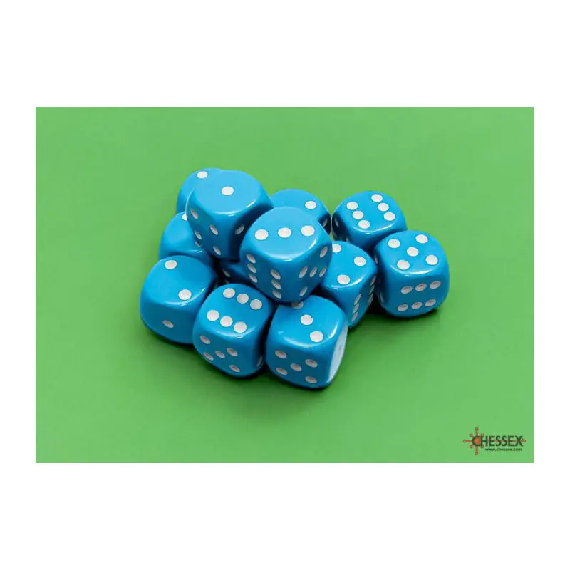 Opaque Light Blue/White (16mm D6 Dice Set)