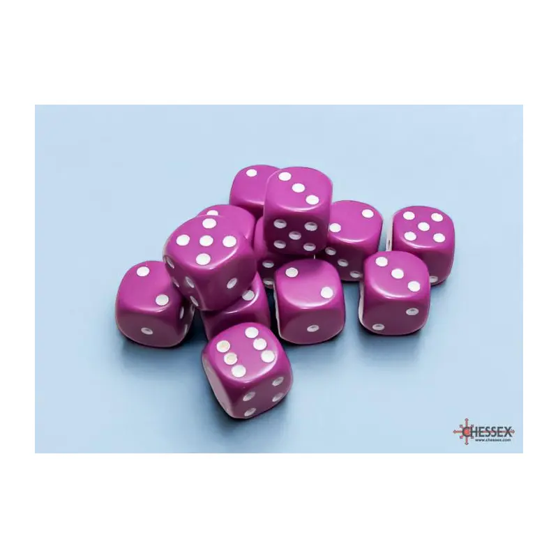 Opaque Light Purple/White (16mm D6 Dice Set)