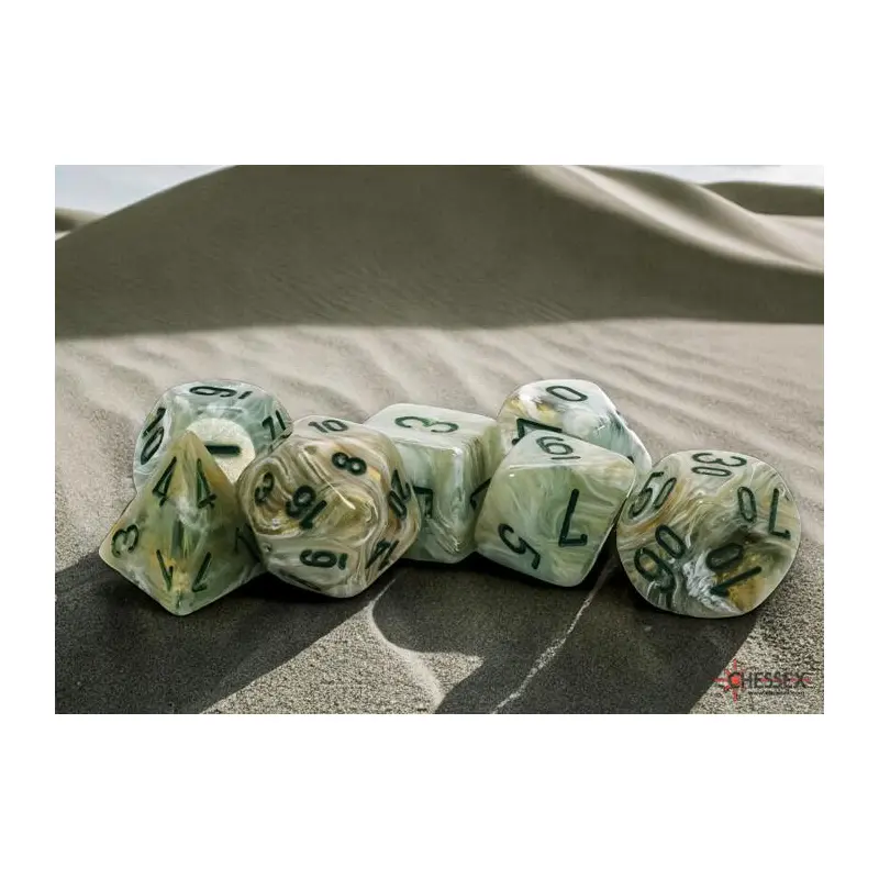 Festive Marble Green/dark green (Mega 7-Die RPG Set)