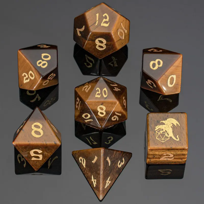 Yellow Tiger Eye (Gemstone RPG Dice Set)