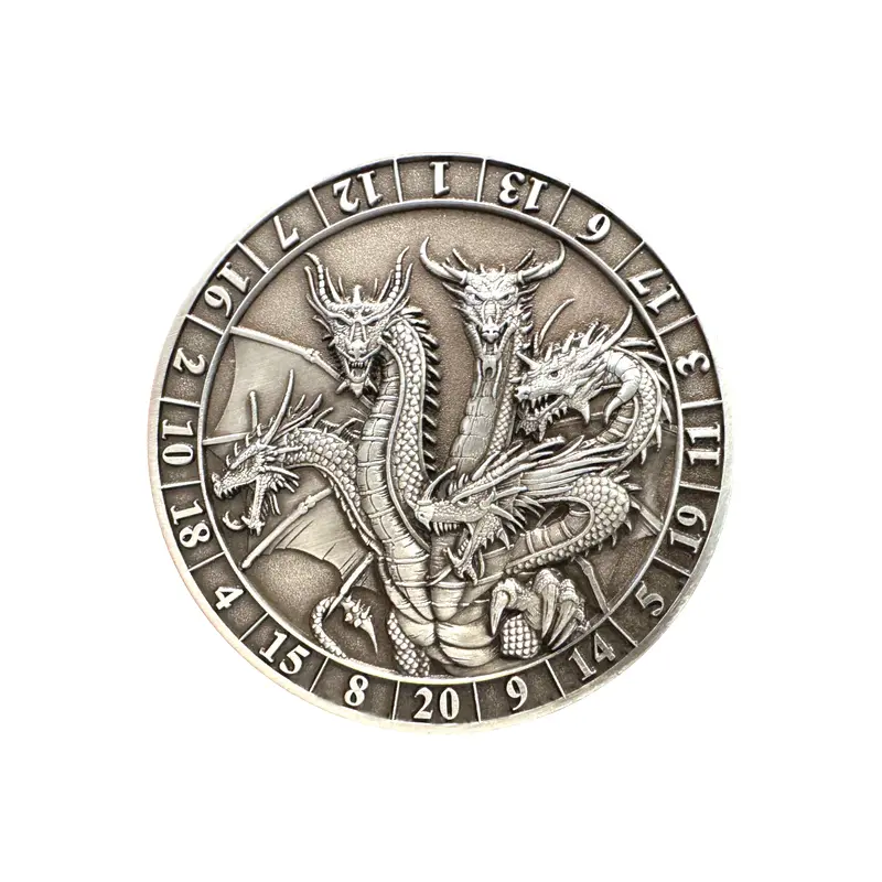 Dice Coin: d20 Five-Headed Dragon