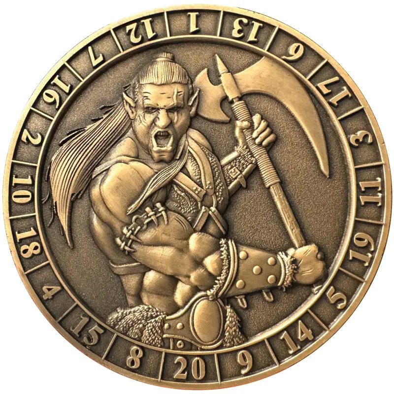 Dice Coin: d20 Male Half-Orc Barbarian