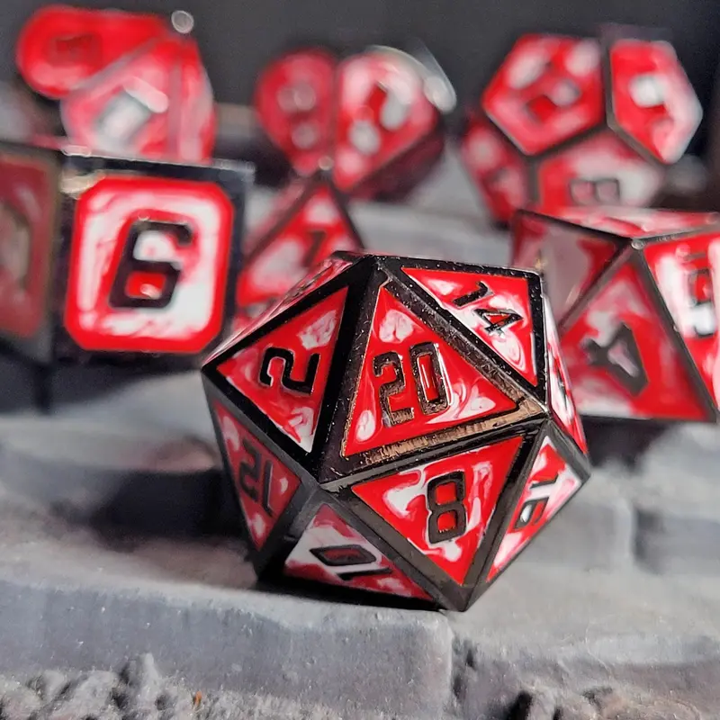 Guardian Gun Metal Red/White Swirl (Metal 7-Die RPG Set)