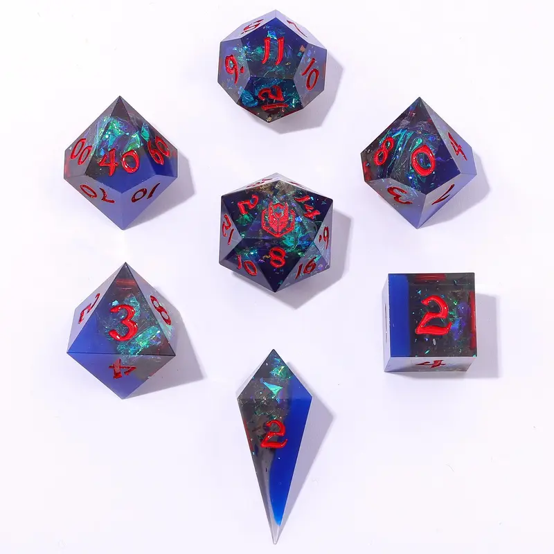 Sapphire Inferno (Sharp Edge Resin RPG Dice Set)