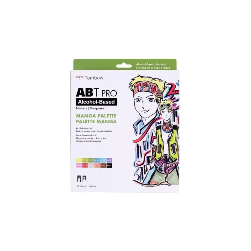 ABT PRO Alcohol-Based Art Markers, Manga Palette, 12-Pack