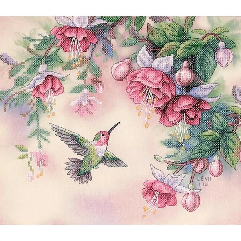 Dimensions - Hummingbird & Fuchsias Stamped