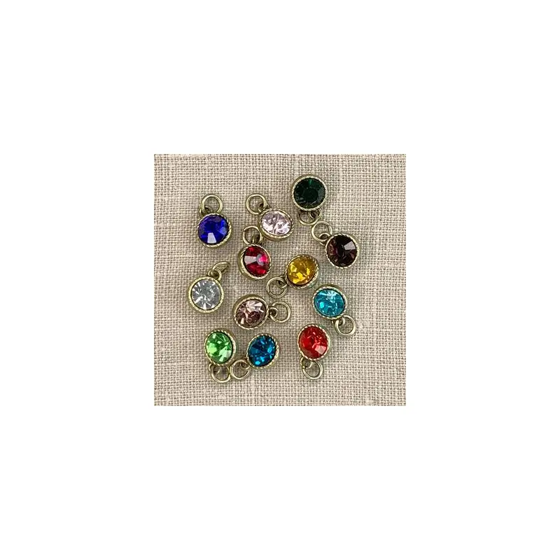 Birthstone Gem Charms, Antique Gold 12pc