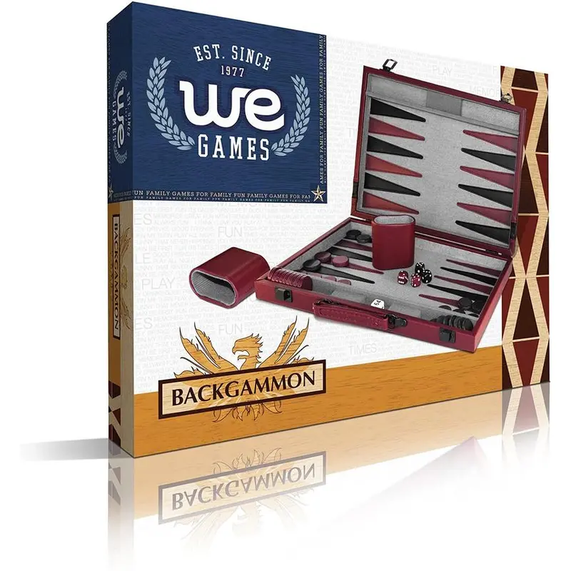 WE GAMES BURGUNDY BACKGAMMON - 15" INCH