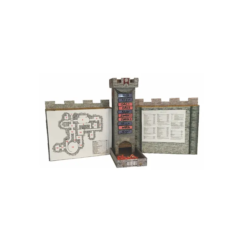 Castle Keep Dice Tower, 2 Castle Wall DM Screens with Magnetic Initiative Turn Tracker