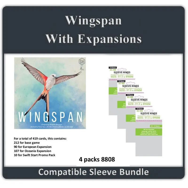 "Wingspan + All Expansions" Compatible Sleeve Bundle (8808 X 4)