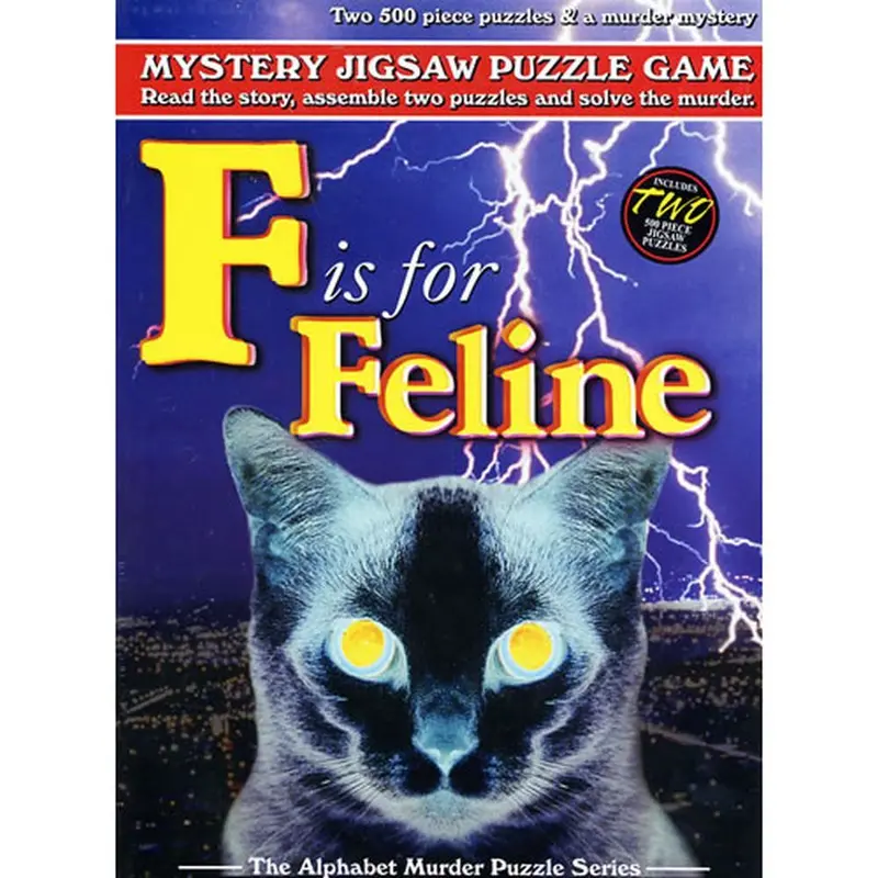 TDC Games Alphabet Mystery Puzzle - F is for Feline - Two 500 piece Puzzles with Clues