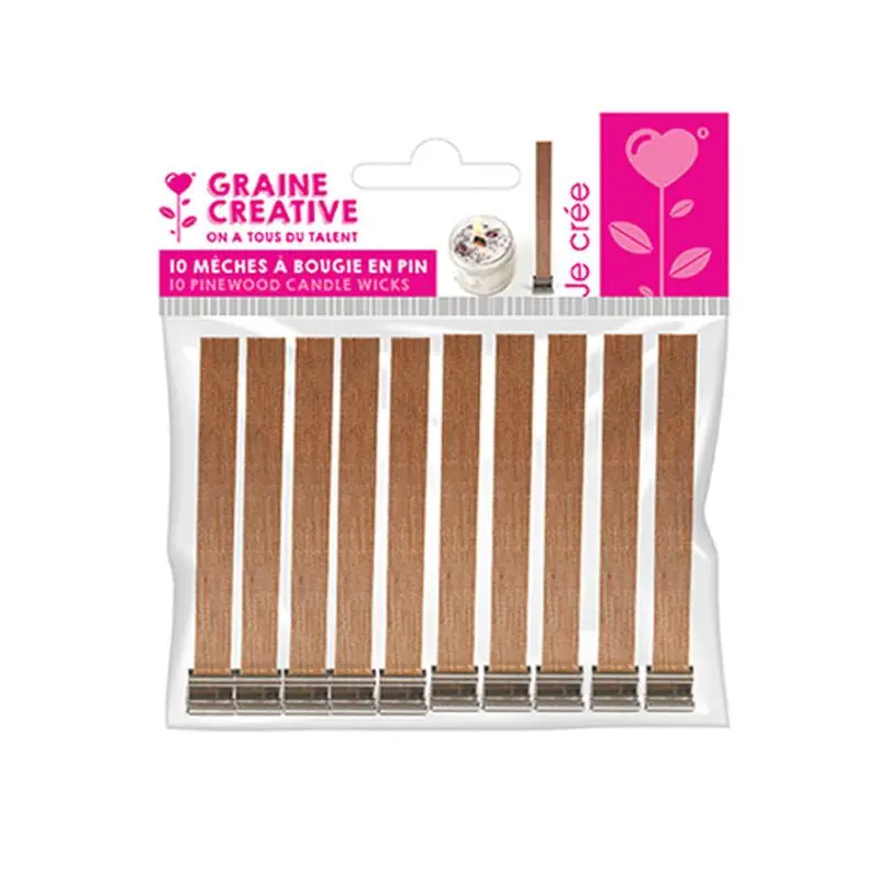 SET OF 10 PINE CANDLE WICKS - 13 X 1.3 CM