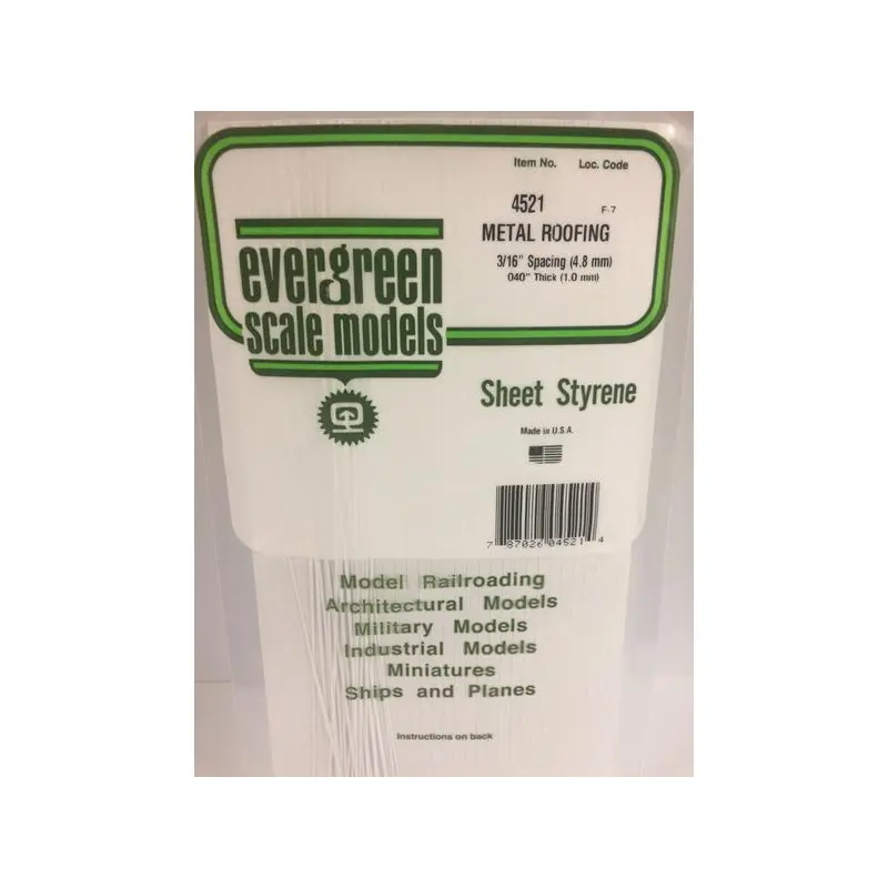 4521 - .040" X .1875 OPAQUE WHITE POLYSTYRENE STANDING SEAM ROOFING