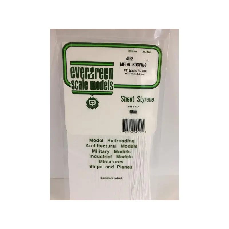 4522 - .040" X .250 OPAQUE WHITE POLYSTYRENE STANDING SEAM ROOFING