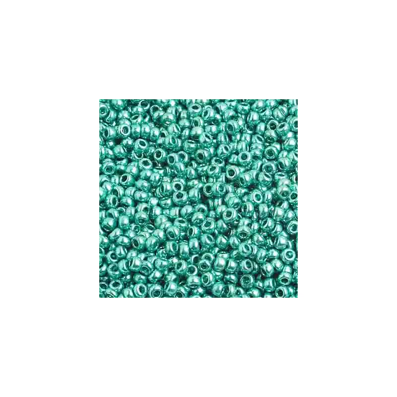 Czech Seed Bead 10/0 Metallic Green Strung