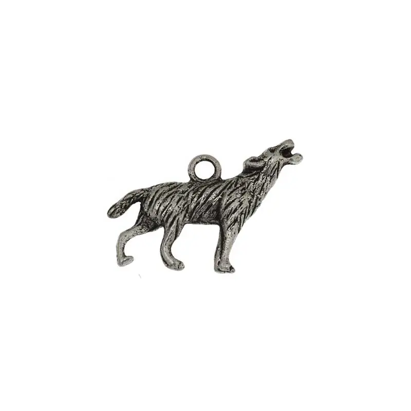 PENDANT-STANDING HOWLING WOLF 26x16mm ANTIQUE SILVER LF/NF