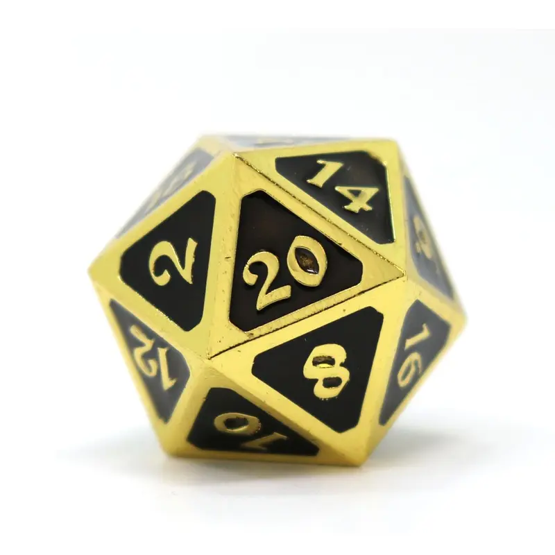Shiny Gold W/ Black d20 Spin Down