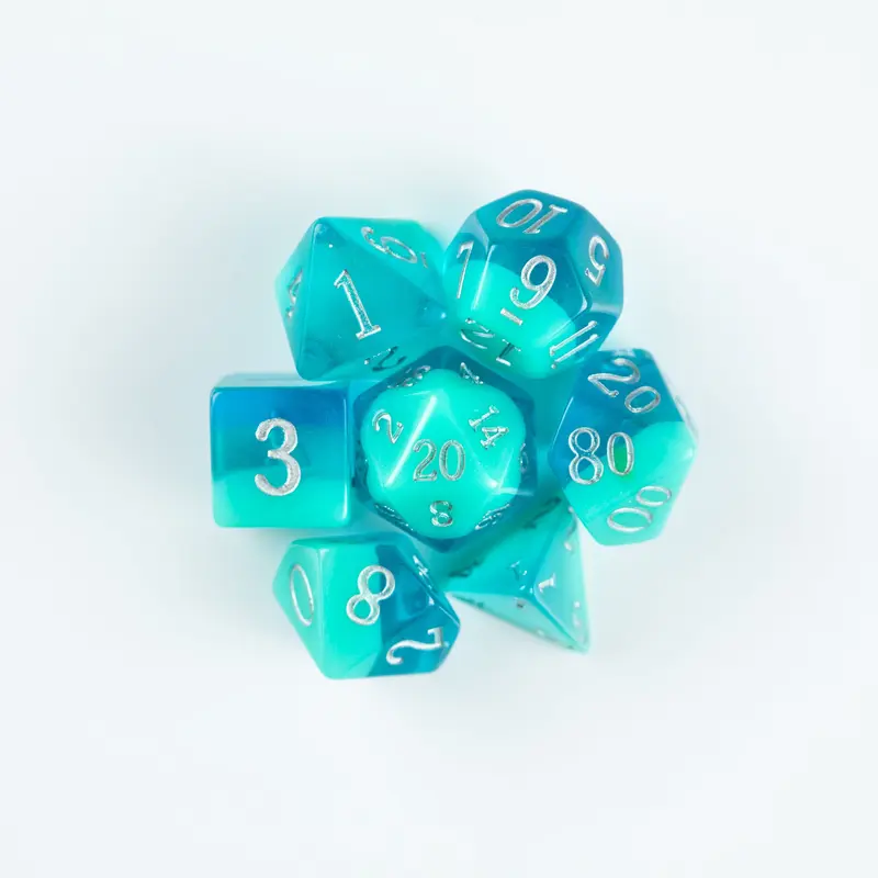 TURQUOISE BIRTHDAY 7 PIECE DICE SET
