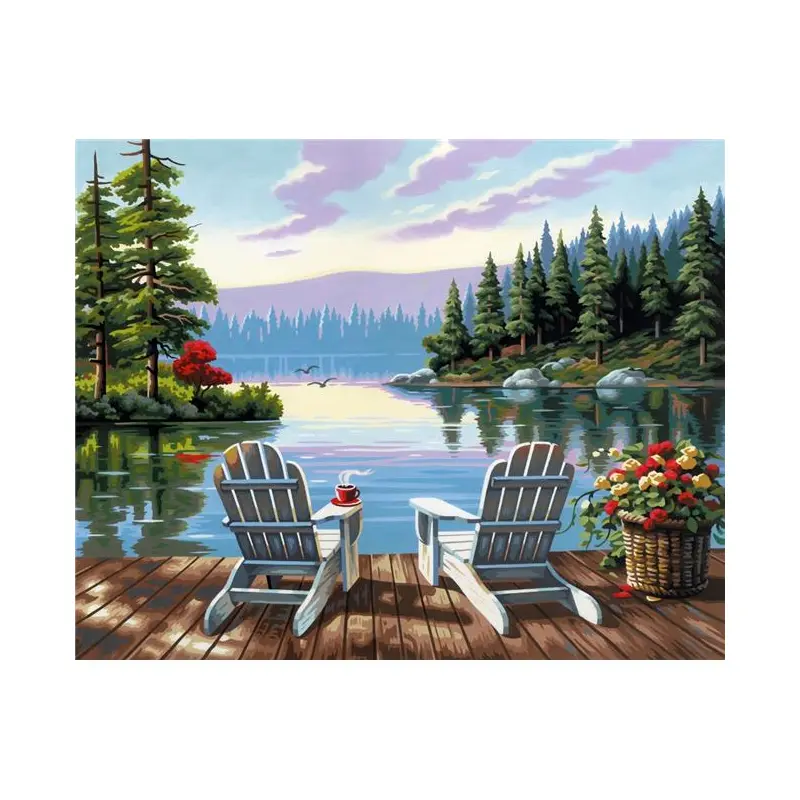 Dimensions 73-91729 20 x 16 in. Paint Work Number Kit, Lakeside Morning