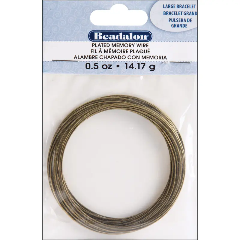 Memory Wire Large Bracelet .62mm .35oz Antique Brass