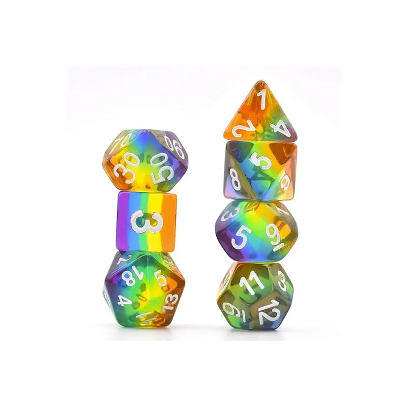 TRANSLUCENT RAINBOW RPG DICE SET