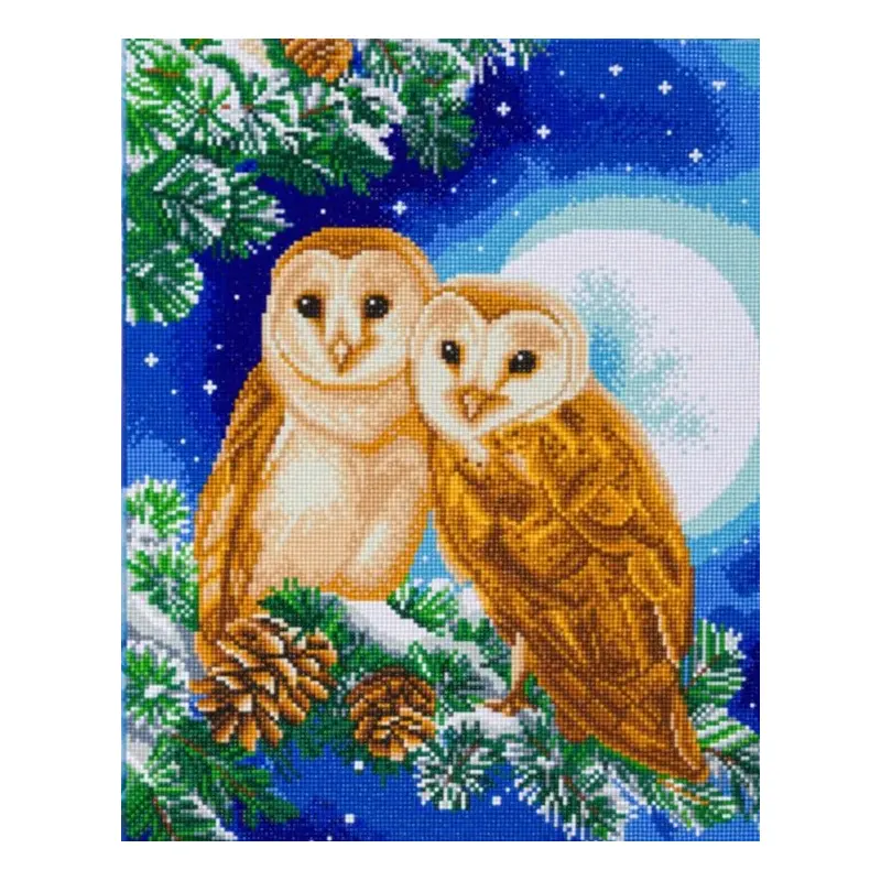 CAK-A122L: "Moonlight Perch" Framed Crystal Art Kit, 40 x 50cm