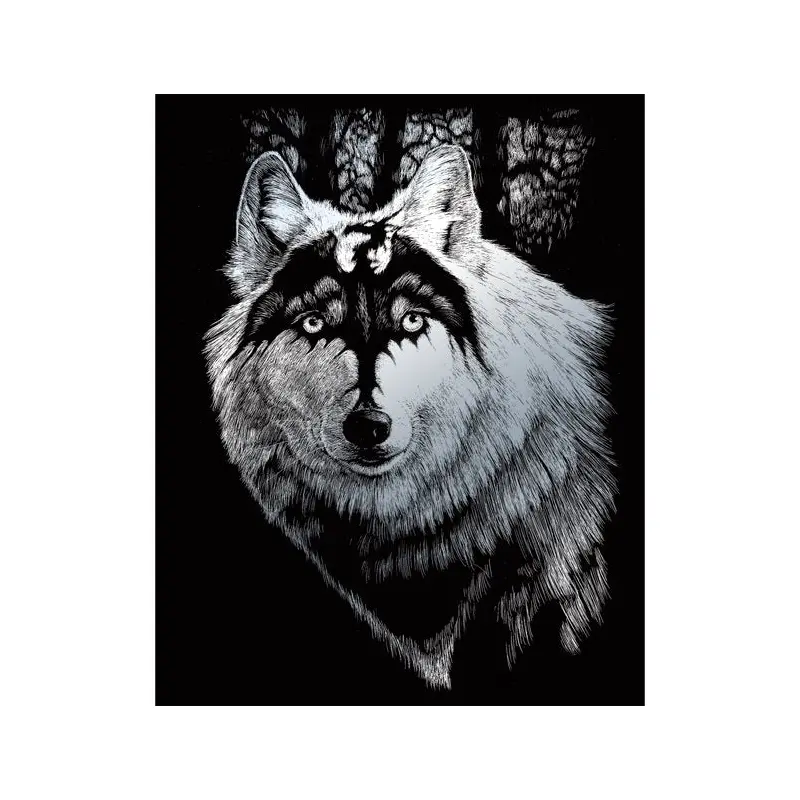 Dragon Wolf Mini Silver Foil Engraving Art Kit, 5 x 7